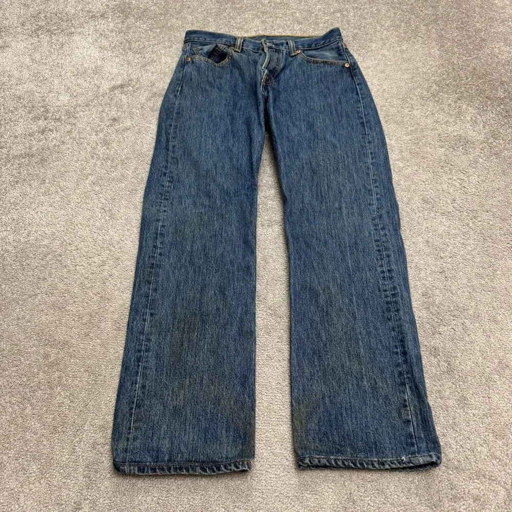 Levi's 501 Original Fit Straight Button Fly Denim Jeans Men 30x30 Blue Dark Wash